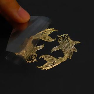 Phong Cách Trung Hoa Song Ngư Cá chép Thái Cực Cực Dương Cá Điện Thoại Di Động Miếng Dán Kim Loại Miếng Dán Koi Như Cá Năm Nước