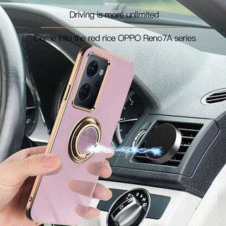 Ốp lưng Oppo Reno 7A Hộp nhẫn silicon mạ điện Vỏ bảo vệ 6D chống sốc