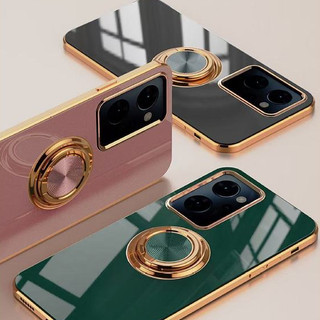 Ốp lưng Oppo Reno 7A Hộp nhẫn silicon mạ điện Vỏ bảo vệ 6D chống sốc
