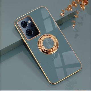 Ốp lưng Oppo Reno 7A Hộp nhẫn silicon mạ điện Vỏ bảo vệ 6D chống sốc