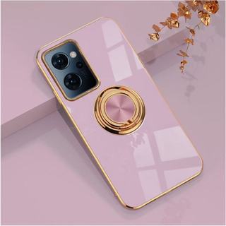 Ốp lưng Oppo Reno 7A Hộp nhẫn silicon mạ điện Vỏ bảo vệ 6D chống sốc