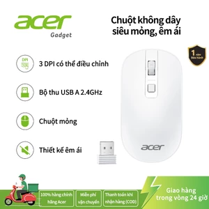 Acer Chuột không dây Mini lửng nội tuyến trung tâm mua sắm cho máy tính xách tay, Chuột máy tính mỏng 2,4 GHz với 4 nút, 3 dpi có thể điều chỉnh, đầu thu USB-A, 1600 dpi Tương thích với PC / Mac / Máy tính để bàn