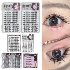 Lông mi giả mèo lười biếng Lông mi giả tự nhiên trông C Curl Chiều dài hỗn hợp 7-13mm Đen dành cho nữ