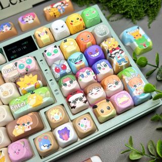 Pokémon Keycaps PBT Dye-sub MOA Profile Keycap Custom Keycaps Tương thích với công tắc Cherry Gateron MX