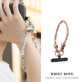 Dây buộc điện thoại di động Dây ngắn cổ tay DIY Handmade Pha lê đính cườm Chuỗi chống thất lạc