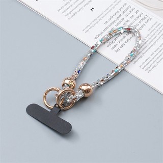 Dây buộc điện thoại di động Dây ngắn cổ tay DIY Handmade Pha lê đính cườm Chuỗi chống thất lạc