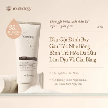 Youthology Dầu Gội Trị Gàu 200g - Kiểm Soát Dầu, Giảm Ngứa Da Đầu, Sạch Gàu, Thơm Lâu