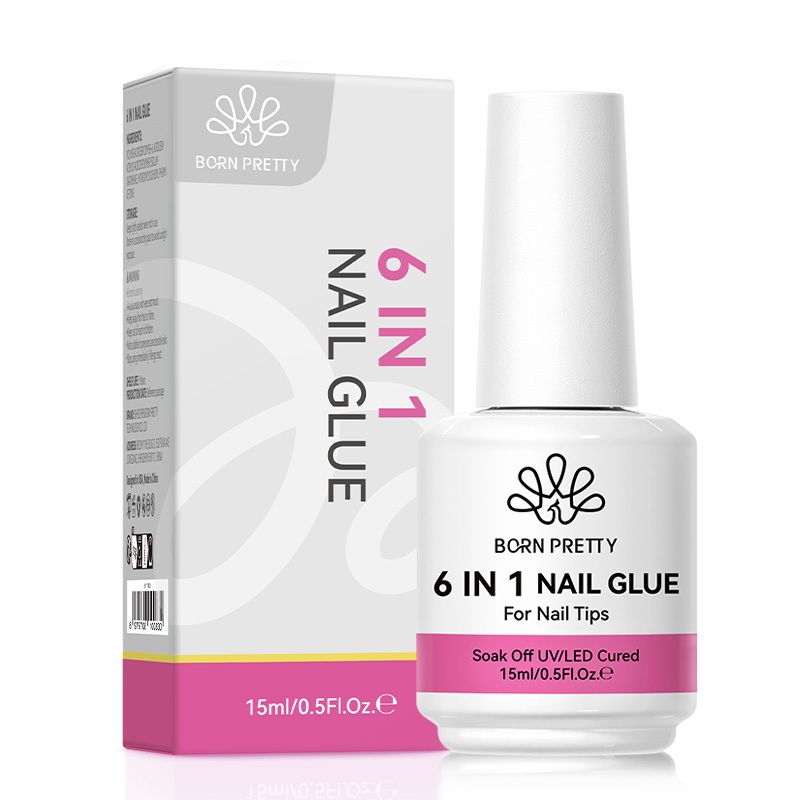 【Local】BORN PRETTY 6 trong 1 Keo dán móng tay chắc chắn Gel sơn móng tay trong suốt Chức năng rõ ràng Độ dày gel Đế cao su Keo dán kim cương giả 15ml