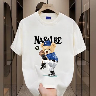 ✨Hàng có sẵn✨ WASSUP Áo thun nam in hình gấu bóng chày - Mẫu mới! 100% cotton, thời trang, Unisex.