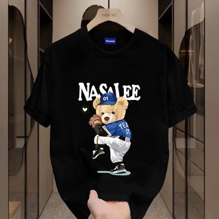 ✨Hàng có sẵn✨ WASSUP Áo thun nam in hình gấu bóng chày - Mẫu mới! 100% cotton, thời trang, Unisex.