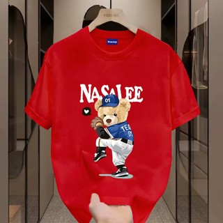 ✨Hàng có sẵn✨ WASSUP Áo thun nam in hình gấu bóng chày - Mẫu mới! 100% cotton, thời trang, Unisex.