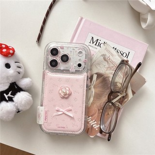 Ốp điện thoại chất liệu PU họa tiết Camellia iPhone 17 Pro max 16 Pro