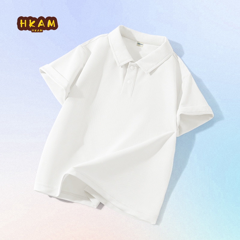 HKAM Áo Sơ Mi POLO Bé Trai  khô nhanh cảm giác mát mẻ màu trơn