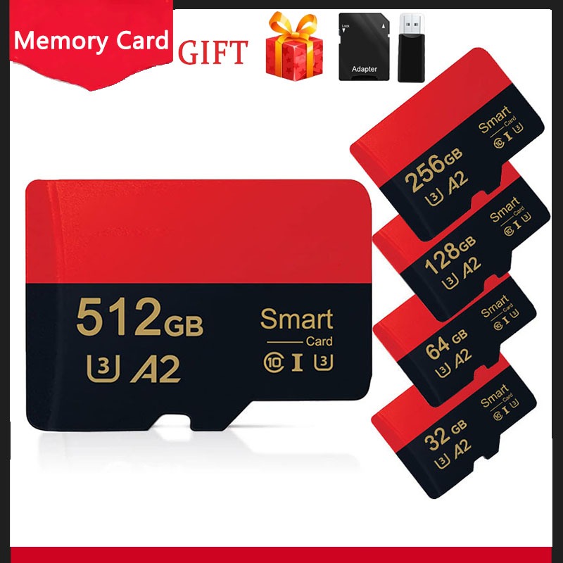 Thẻ nhớ SD Mini, Tùy chỉnh hỗ trợ, Thẻ nhớ Flash tốc độ cao 32GB / 64GB / 128GB / 256GB / 512GB / 1TB Class 10, có bộ chuyển đổi, Thích hợp cho điện thoại di động, máy tính, máy ảnh, thiết bị giám sát CCTV