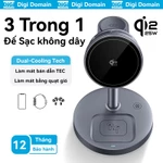 Đế sạc không dây 3 trong 1 DiGi Domain Qi2.2 25W Đế sạc làm mát không khí TEC được chứng nhận cho iPhone 17 / 16 / 15 Apple Watch, AirPods — ảnh 1