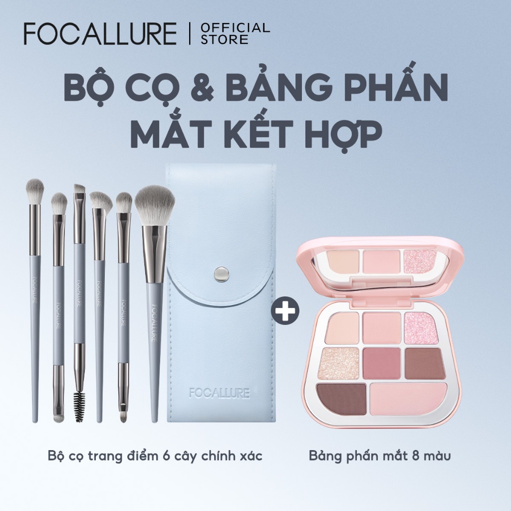 Bộ cọ trang điểm 6 mảnh chính xác FOCALLURE + Bảng phấn mắt | BigBuy360 - bigbuy360.vn