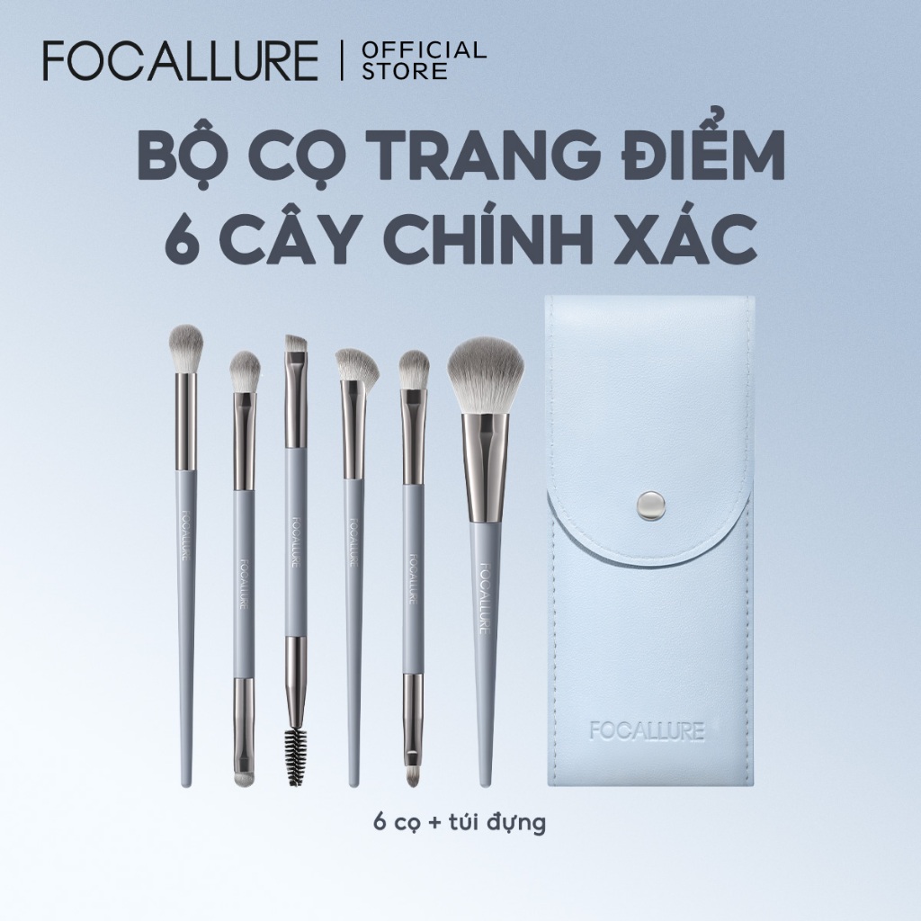 Bộ cọ trang điểm 6 mảnh chính xác FOCALLURE + Bảng phấn mắt | BigBuy360 - bigbuy360.vn