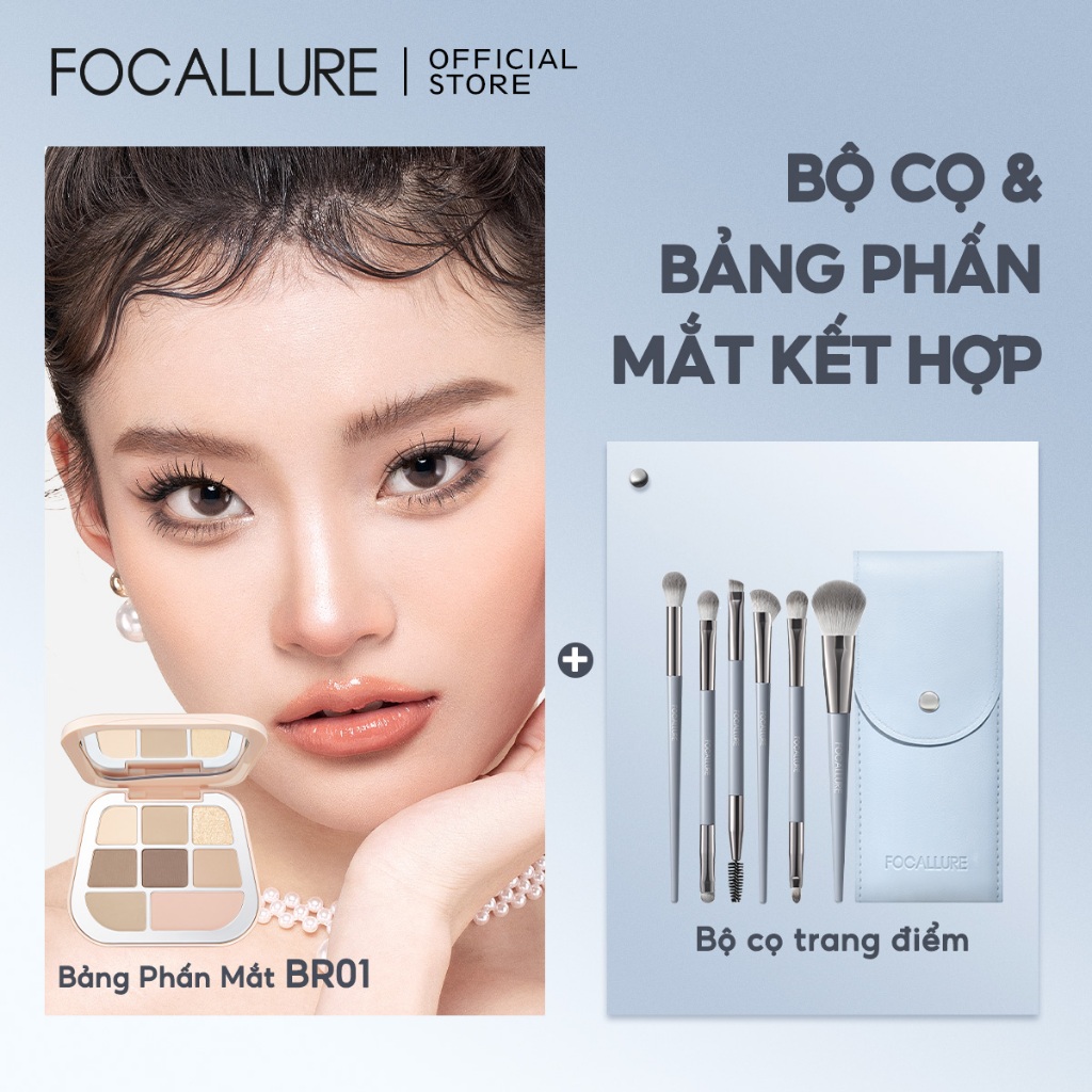 Bộ cọ trang điểm 6 mảnh chính xác FOCALLURE + Bảng phấn mắt | BigBuy360 - bigbuy360.vn