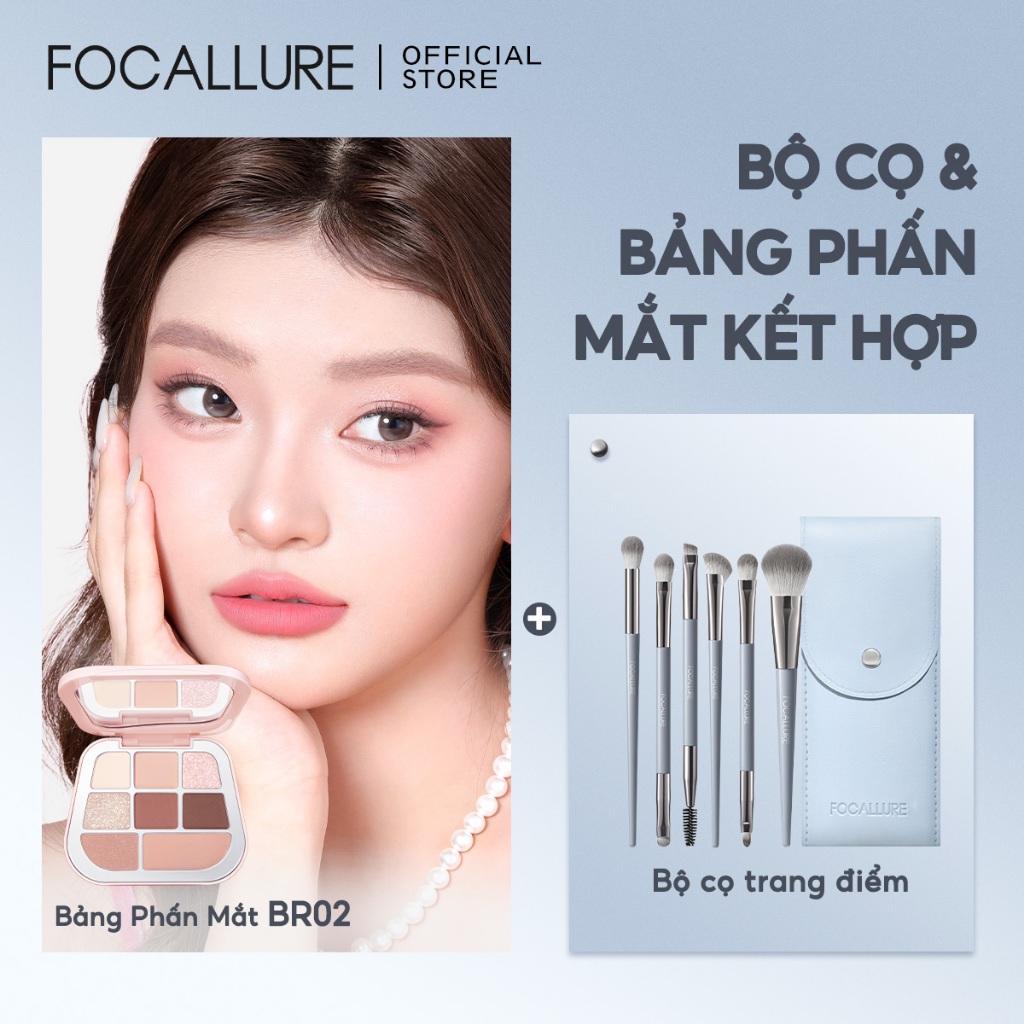 Bộ cọ trang điểm 6 mảnh chính xác FOCALLURE + Bảng phấn mắt | BigBuy360 - bigbuy360.vn