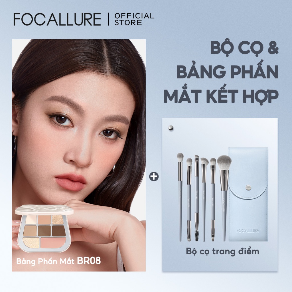 Bộ cọ trang điểm 6 mảnh chính xác FOCALLURE + Bảng phấn mắt | BigBuy360 - bigbuy360.vn