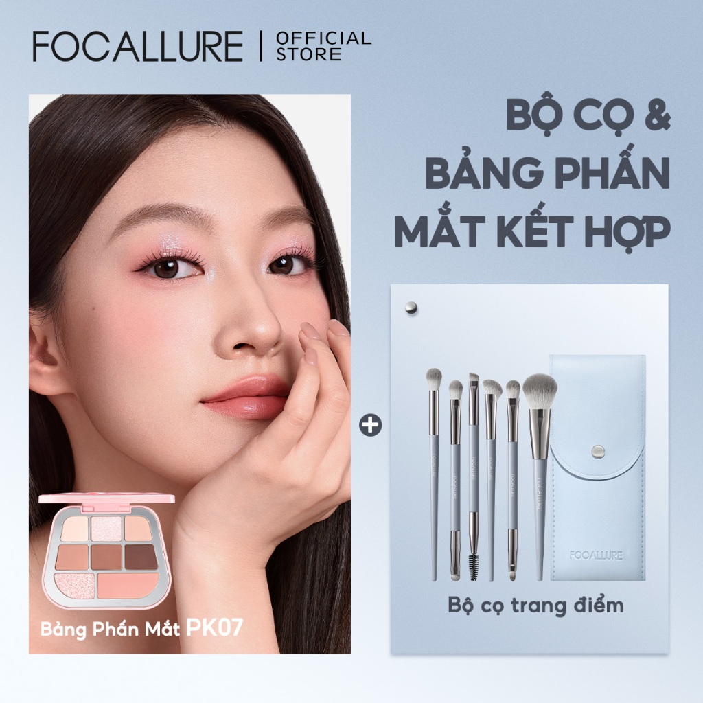 Bộ cọ trang điểm 6 mảnh chính xác FOCALLURE + Bảng phấn mắt | BigBuy360 - bigbuy360.vn