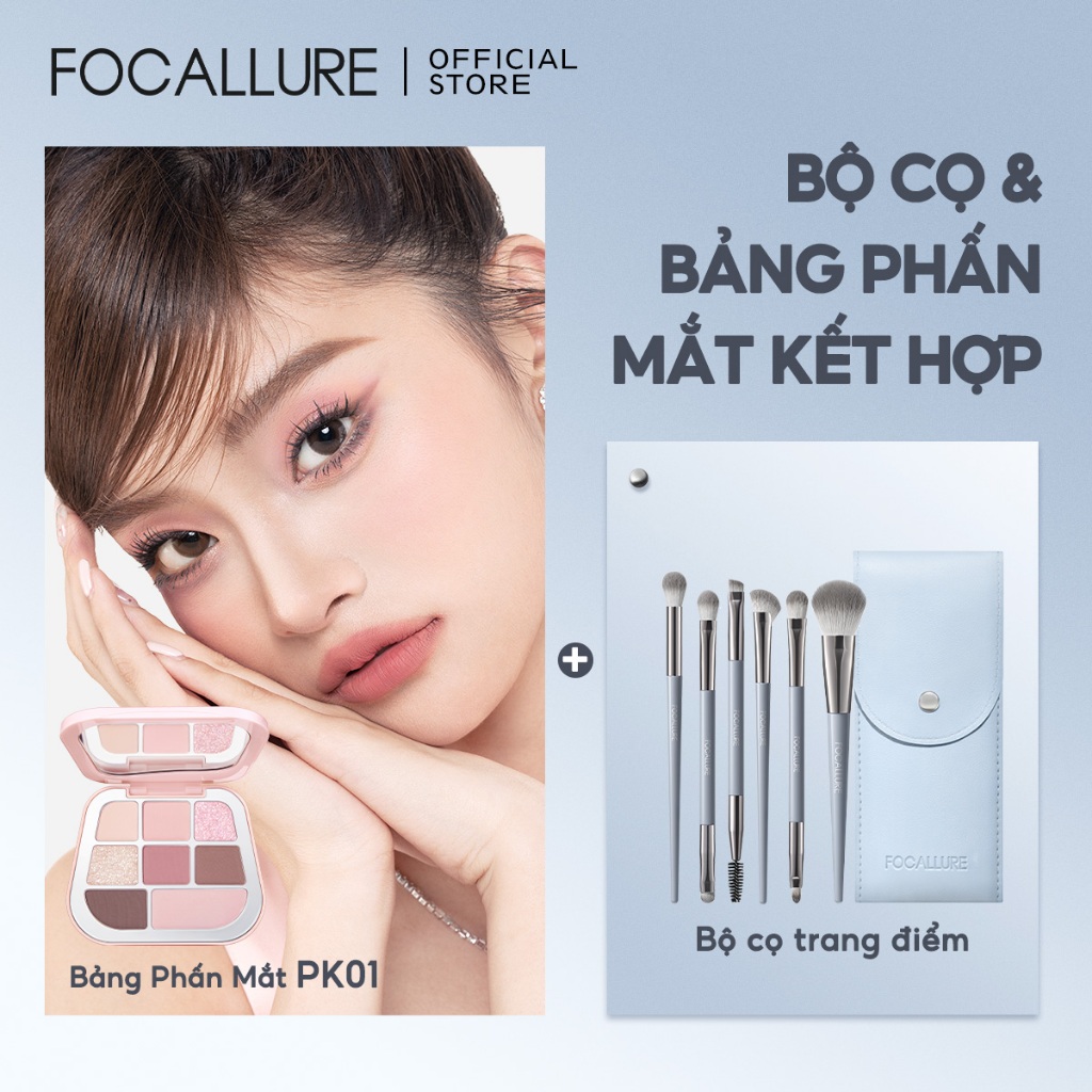 Bộ cọ trang điểm 6 mảnh chính xác FOCALLURE + Bảng phấn mắt | BigBuy360 - bigbuy360.vn