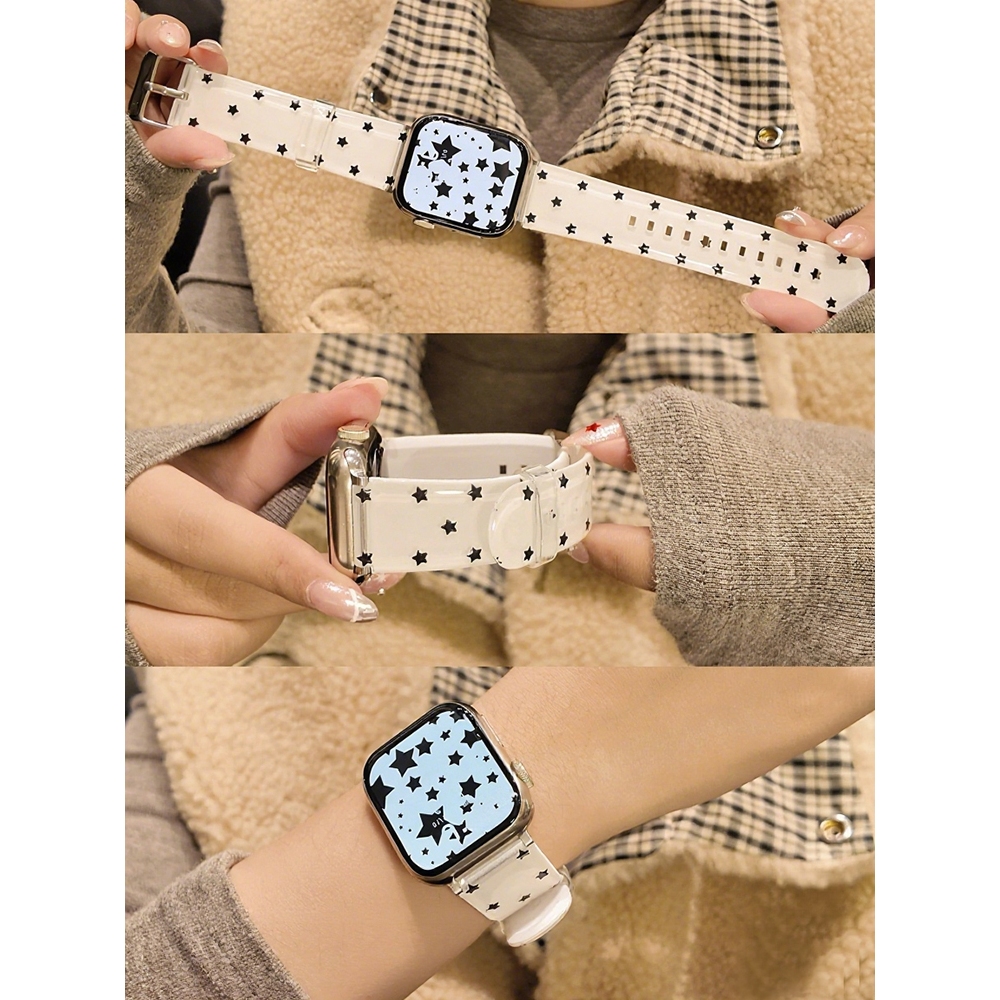 Dây đeo thời trang tpu hình ngôi sao phong cách Hàn Quốc dành cho nữ Thích hợp cho Apple Watch S11 SE3 Ultra3 S10 S9 S8 SE S7 S6 Ultra 49mm 46mm 42mm 40mm 44mm 41mm 45mm Dây đeo cổ tay