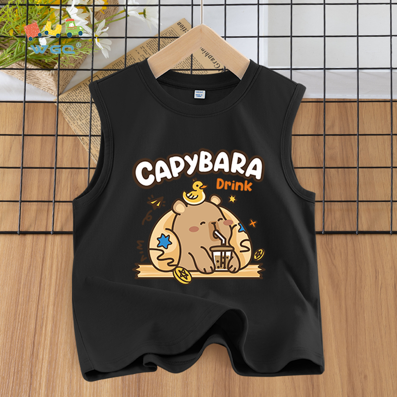 W.G.Q  Áo Ba Lỗ  bé gái / bé trai , vải Cotton nguyên chất, mềm mại thoải mái thoáng khí thấm mồ hôi, có in capybara