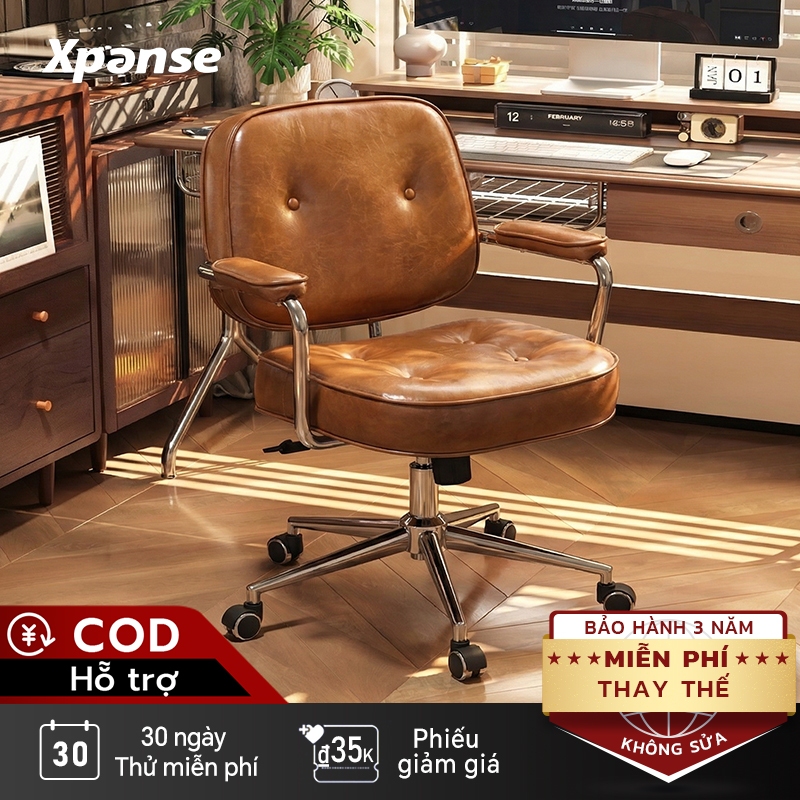 Ghế xoay văn phòng Xpanse 005 Da sáp chống nước chống trầy xước, Đệm ngồi latex êm ái | ghế làm việc |  ghế tựa lưng