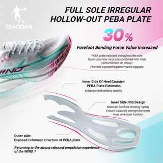 Qiaodan WIND 4.0 Giày chạy bộ nữ thoải mái chống trượt cho marathon QDB022262298