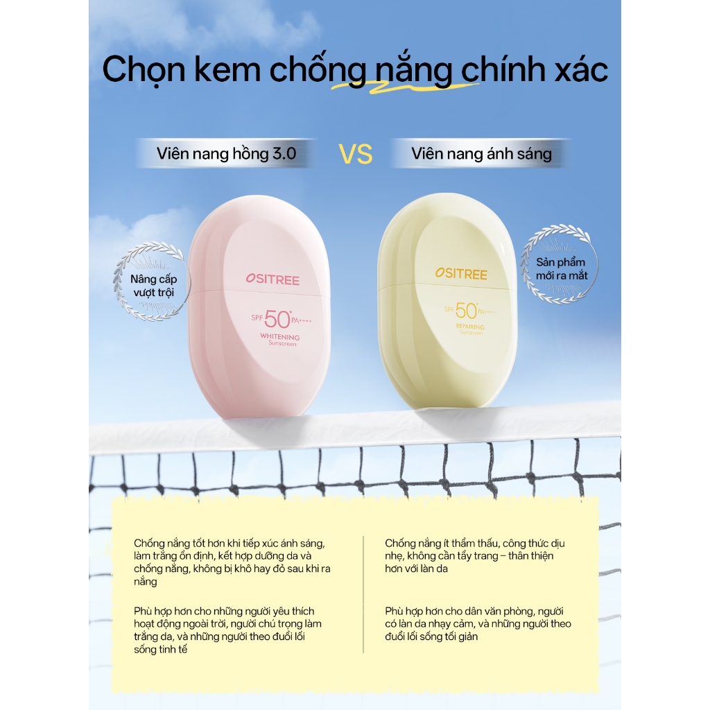 [LIVE] Ositree Kem chống nắng công suất cao Ngoài trời Trắng ổn định Nhẹ nhàng Sửa chữa dưỡng ẩm PA + + + + 50g vật lý  kcn