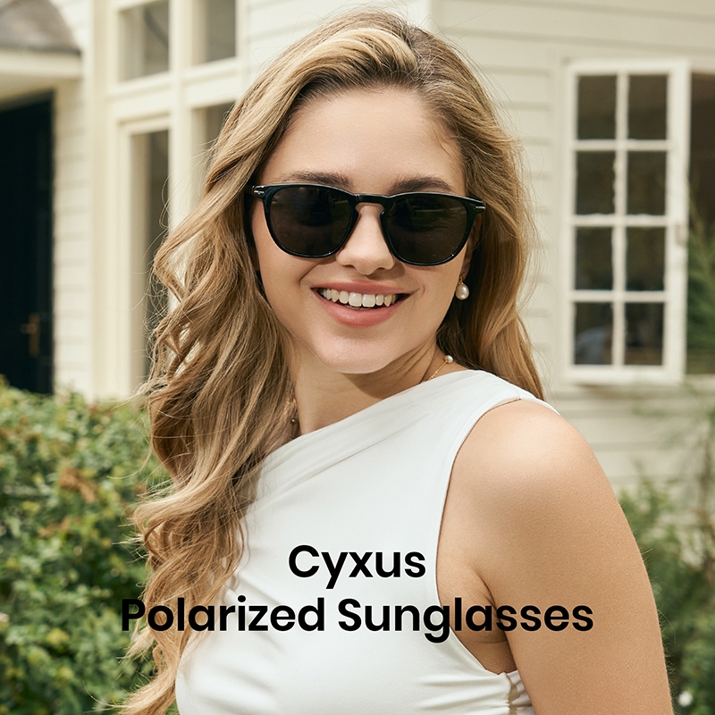 Cyxus Kính râm gọng vuông thời trang | Kính râm phân cực | Chất liệu nhẹ | Chống tia UV400 | Dành cho cả nam và nữ, phù hợp cho lái xe và du lịch P1354