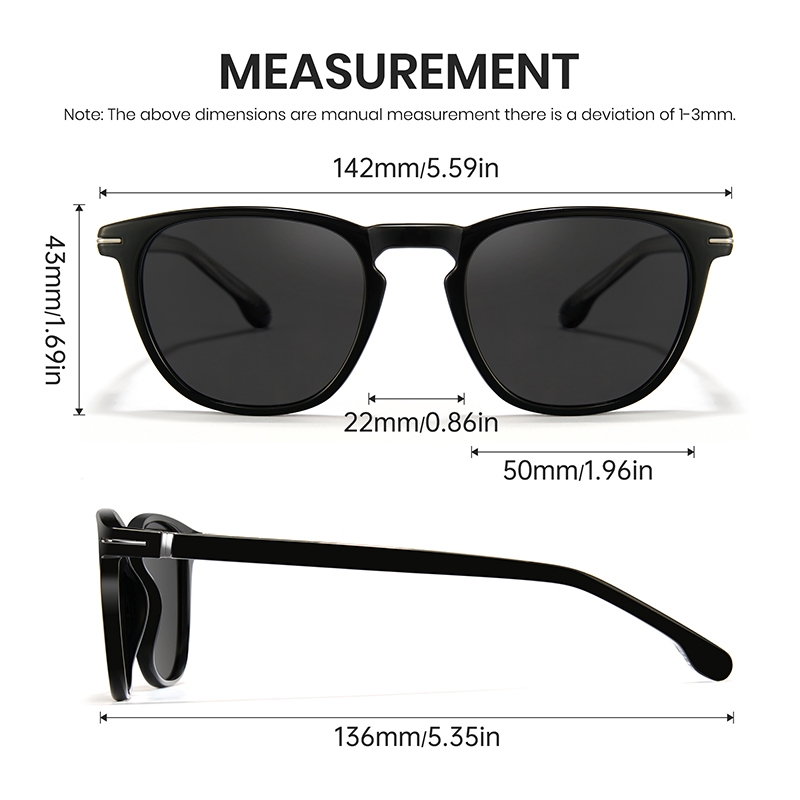 Cyxus Kính râm gọng vuông thời trang | Kính râm phân cực | Chất liệu nhẹ | Chống tia UV400 | Dành cho cả nam và nữ, phù hợp cho lái xe và du lịch P1354