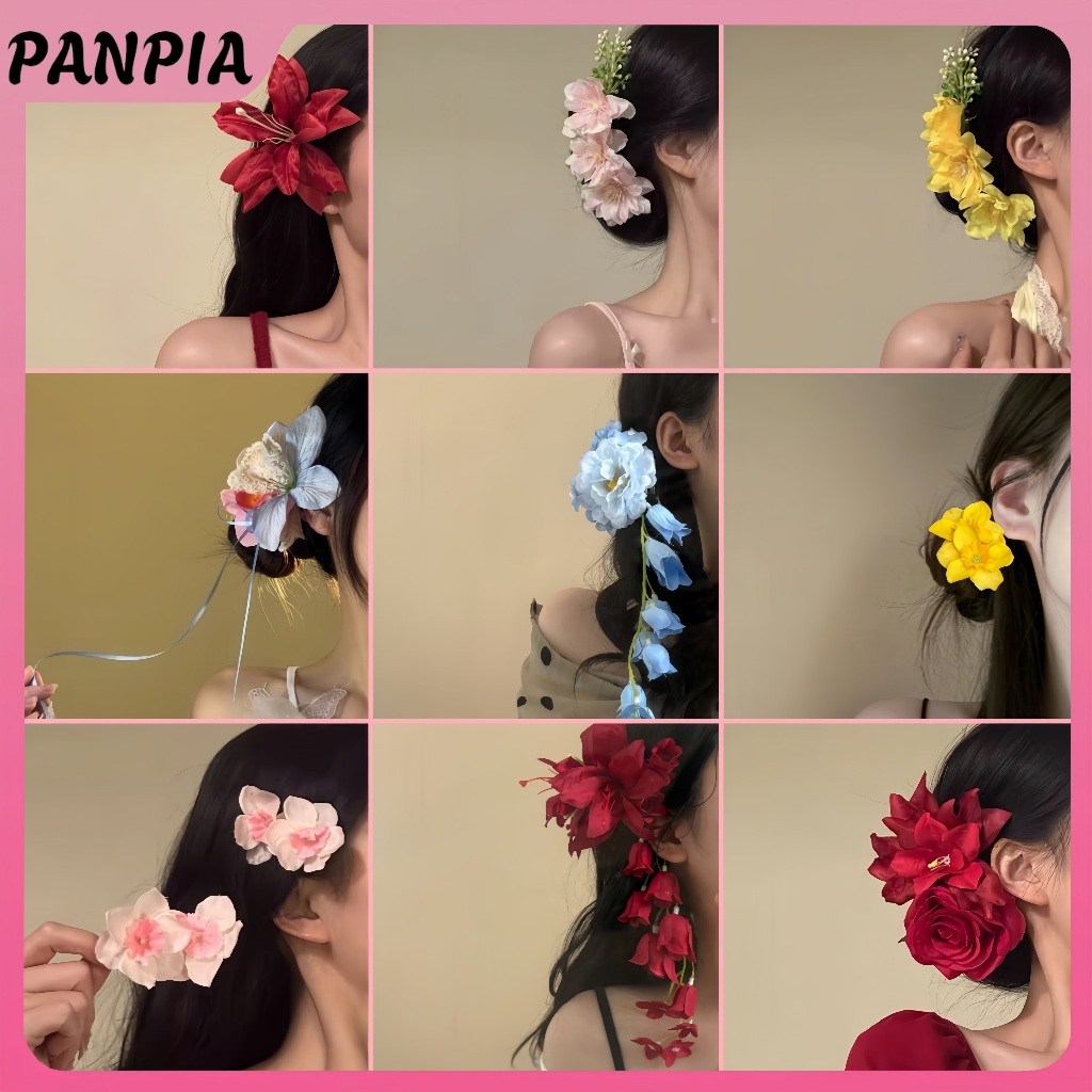 PANPIA-1 / 2 Chiếc Mới Phong Cách Trung Hoa Cổ Hoa Kẹp Tóc Nữ Rừng Không Khí Tua Rua Bên Kẹp Cô Dâu Updo Phụ Kiện Tóc
