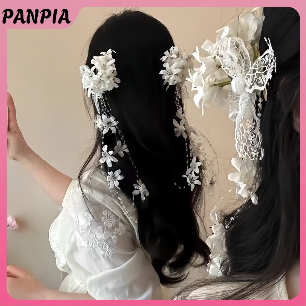 PANPIA-1 / 2 Chiếc Mới Phong Cách Trung Hoa Cổ Hoa Kẹp Tóc Nữ Rừng Không Khí Tua Rua Bên Kẹp Cô Dâu Updo Phụ Kiện Tóc
