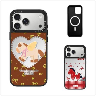 Không Dây Từ Tính Cho iPhone 17 16 15 14 13 Pro Max Plus Trái Tim Ngựa Miếng Dán Cạnh Đen Cứng Ốp điện thoại Khắc Logo