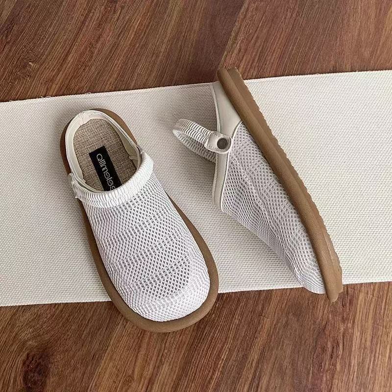 62% Tỷ Lệ Mua Lại Vải Lanh Rừng Giày Sandal Nữ Đế Mềm Thoáng Khí Giày Lưới Phong Cách Preppy Lỗ Giày Bên Ngoài Mặc Nhẹ Nhàng Phù Hợp Với S