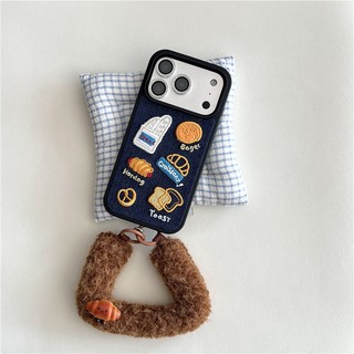 Ốp điện thoại TPU + vải thêu họa tiết Dachshund cho iPhone 17 Pro max 16 Pro max