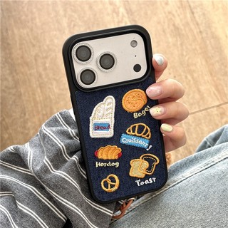Ốp điện thoại TPU + vải thêu họa tiết Dachshund cho iPhone 17 Pro max 16 Pro max