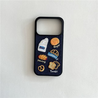 Ốp điện thoại TPU + vải thêu họa tiết Dachshund cho iPhone 17 Pro max 16 Pro max