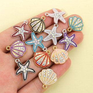 Vòng cổ, bông tai và vòng tay sinh vật biển dễ thương với hợp kim và đá giả kim cương sáng bóng - Phụ kiện thời trang mùa hè và trang trí điện thoại DIY