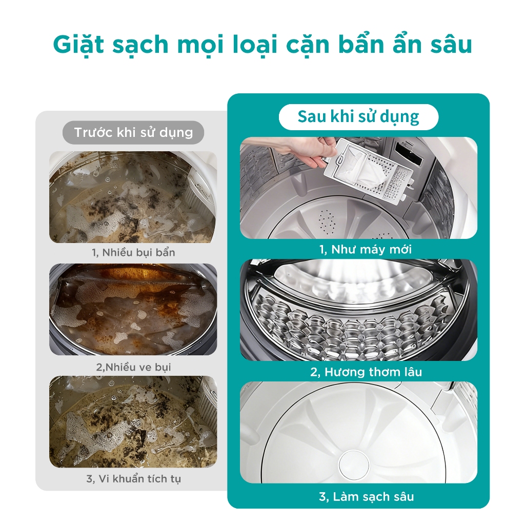 1 Hộp 16 Viên tẩy lồng máy giặt JASMEEN - Viên Sủi Tẩy Sạch Cặn Bẩn - Sạch sâu - Hương hoa oải hương