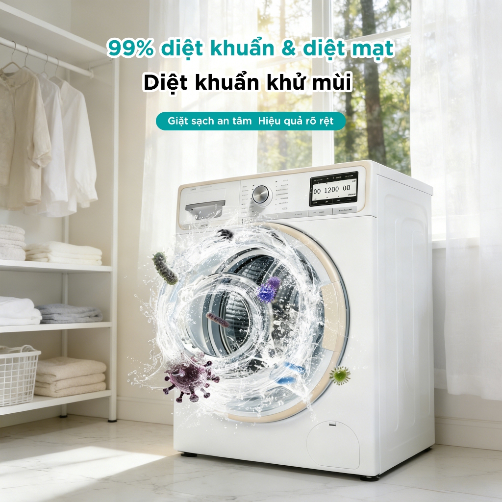 1 Hộp 16 Viên tẩy lồng máy giặt JASMEEN - Viên Sủi Tẩy Sạch Cặn Bẩn - Sạch sâu - Hương hoa oải hương