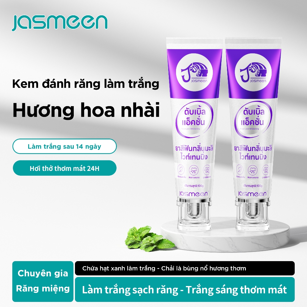 Kem Đánh Răng JASMEEN - Hạt Micron Làm Sạch Sâu - Làm Trắng & Bảo Vệ Răng - 100g
