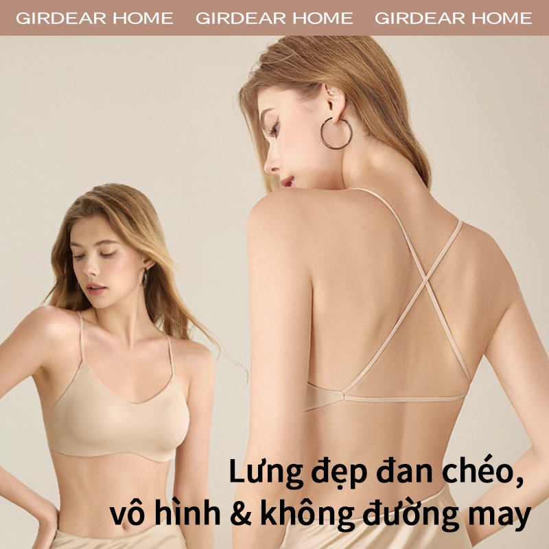 Girdear Home quyến rũ áo lót Crisscross Back Áo ngực không dây siêu mỏng vô hình Đồ lót nhỏ Push Up Liền mạch Áo ngực mỏng Dây đeo thoải mái Đồ lót thoáng khí,GH33