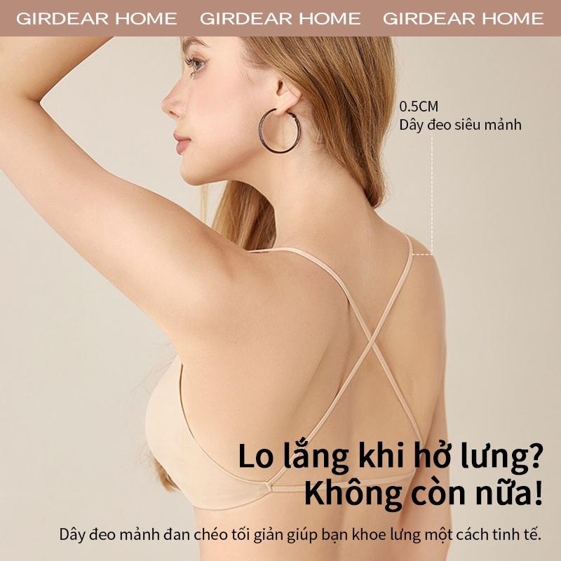 Girdear Home quyến rũ áo lót Crisscross Back Áo ngực không dây siêu mỏng vô hình Đồ lót nhỏ Push Up Liền mạch Áo ngực mỏng Dây đeo thoải mái Đồ lót thoáng khí,GH33