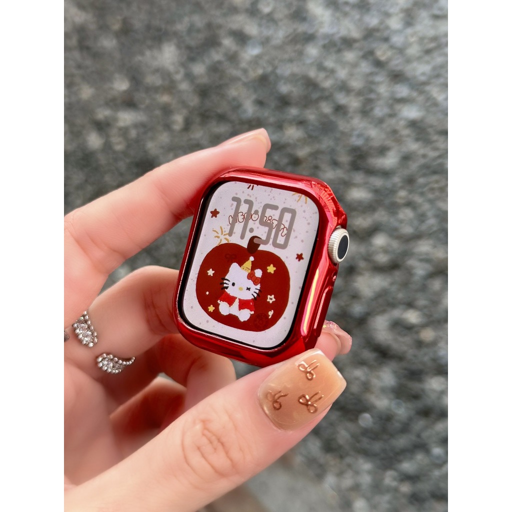 Ốp lưng bảo vệ chống mài mòn kim cương dành cho nữ Red Series Vỏ bảo vệ chống sốc Thích hợp cho Apple Watch S11 SE3 S10 S9 S8 SE S7 S6 46mm 42mm 40mm 44mm 41mm 45mm Vỏ bảo vệ