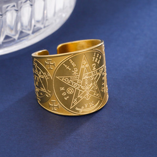 Nhẫn pentagram thép không gỉ, bùa hộ mệnh, phong cách Wiccan