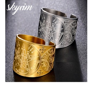 Nhẫn pentagram thép không gỉ, bùa hộ mệnh, phong cách Wiccan