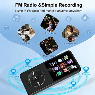Mới 64G MP4 Máy Nghe Nhạc Type-C Máy Nghe Nhạc Di Động Bluetooth 5.4 Máy Nghe Nhạc Video Hỗ Trợ Sách Điện Tử Đài FM Cho Máy Đi Bộ Thể Thao